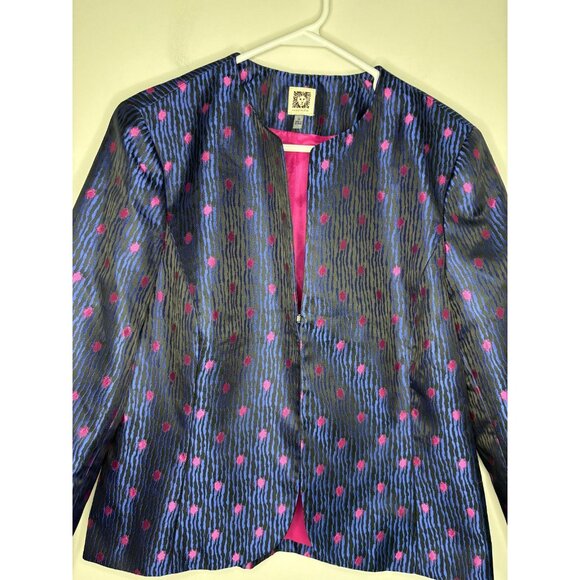 ANNE KLEIN NEW Dahlia Cropped Pant Suit Women 14 Royal Pink Animal $228 retail - Picture 4 of 13